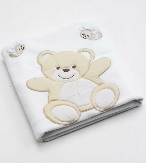 Antklodė „Coccoleria Baby Orsetto Art.100296“ kūdikių antklodė su siuvinėjimu ir aplikacija 110x130 cm