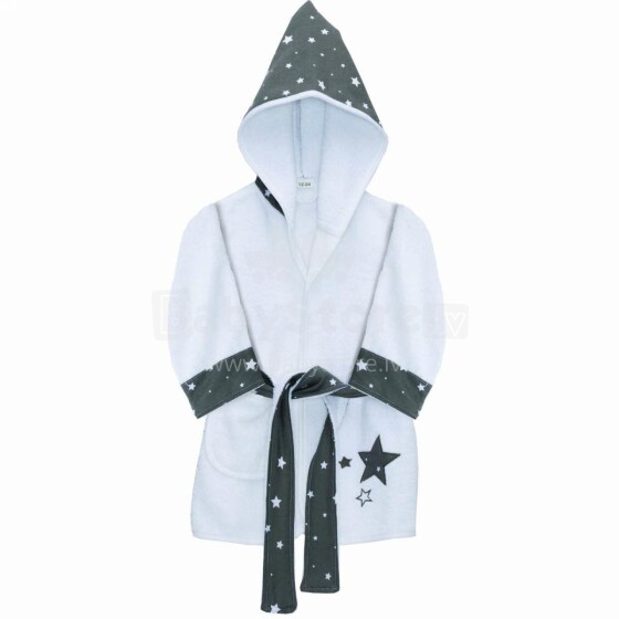 Fillikid Bathrobe Stars Art.186-24-708 Grey  Детский халатик с капюшоном 12-24 мес.