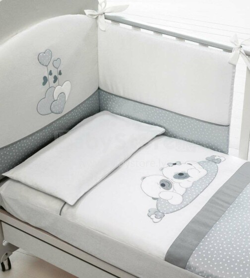 Baby Expert Sogno White/Grey Art.100355 Комплект изысканного детского постельного белья из 4-х частей