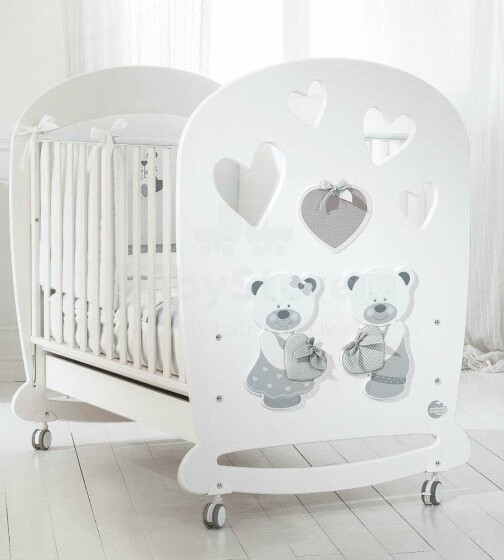 Baby Expert Bon Bon White/Grigio Art.100361 Ekskluzīva bērnu gulta