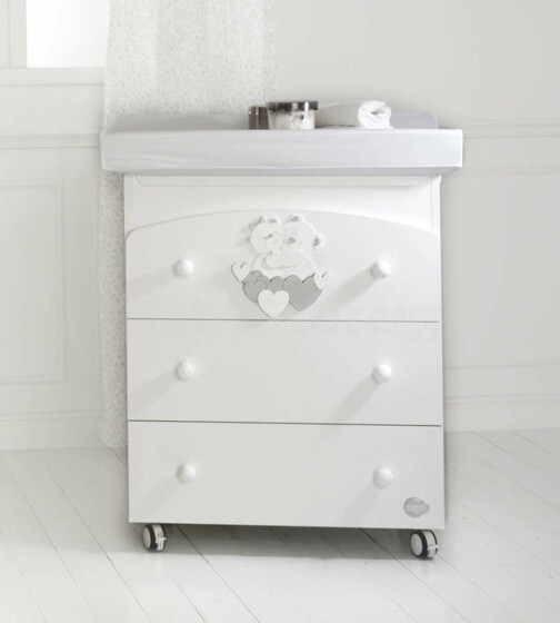 Baby Expert Bagnetto Tenerezze White/Silver Art.100753 Комод с ванночкой и пеленальной поверхностью
