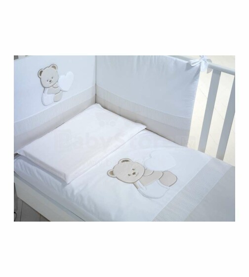 Baby Expert Balu White/Dove  Art.100807 Комплект изысканного детского постельного белья из 4-х частей
