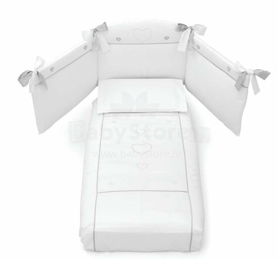 Erbesi Cuori White Art.101016 Комплект изысканного детского постельного белья из 4-х частей