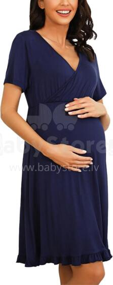Kidsworld Night Dress Art.101224 Navy ночная рубашка для беременных/кормящих короткий рукав