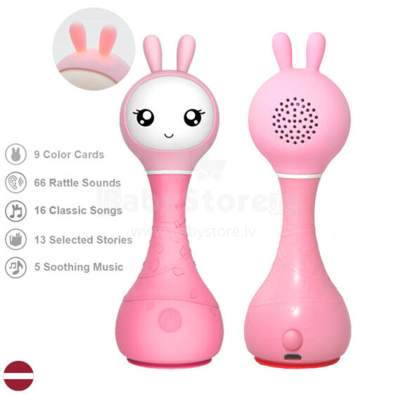 Alilo Smart Hare R1 Pink LV – Interactive Musical Developmental Toy for Children from 0+ with Latvian Voice
