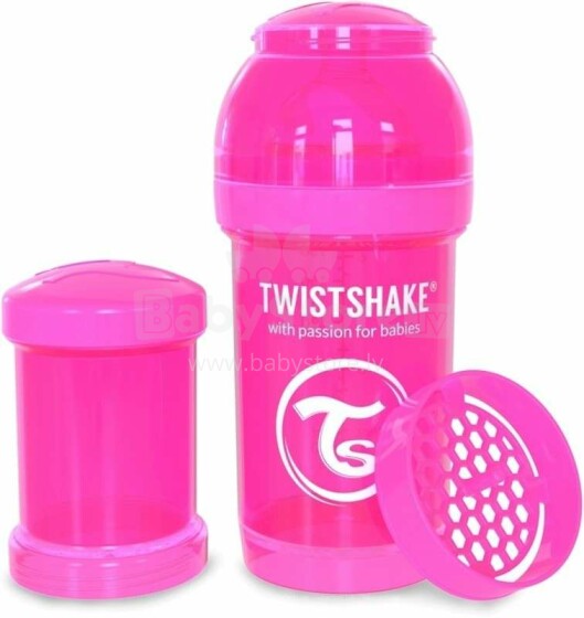 „Twistshake Art.78001“ rožinis maitinimo buteliukas be monetų 180 ml