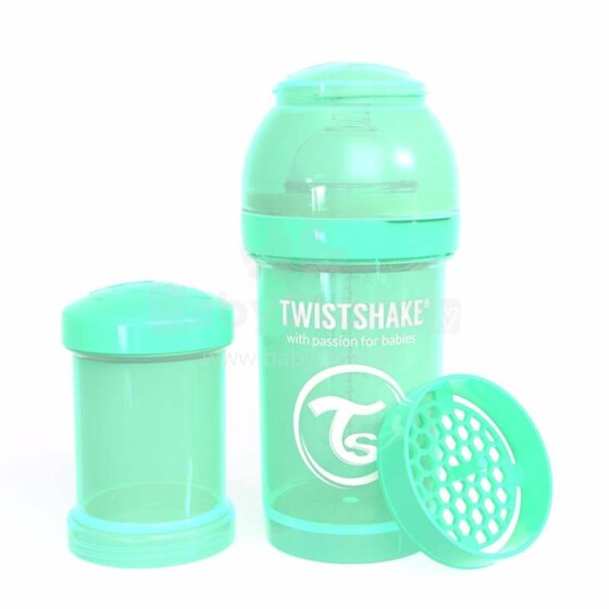 Twistshake Art.78251 Pastel Green  Бутылочка-шейкер для кормления 180 мл