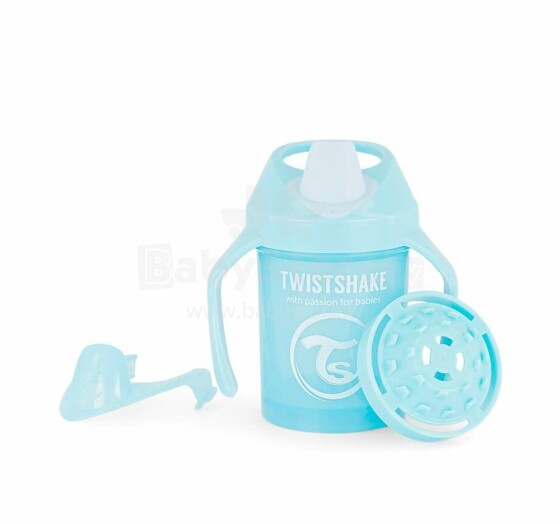 „Twistshake Mini“ puodelis, 78268 pastelinis mėlynas buteliukas su snapeliu nuo 4 + mėn., 230 ml