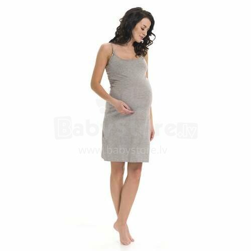 Dobranocka 9287 tamsiai pilkos spalvos medvilniniai naktiniai marškiniai nėščioms moterims