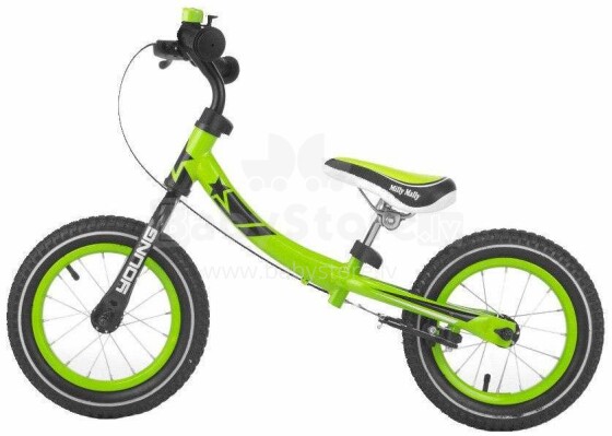 MillyMally Young Green Art.104293 Детский велосипед - бегунок с металлической рамой, надувными колесами 12'' и тормозом
