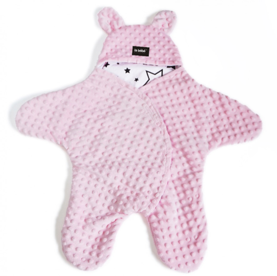 La bebe™ Minky+Cotton Art.104788 Pink Комбинезон для малыша (конвертик) в автокресло или коляску с ручками и ножками