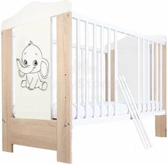 BoboBaby Ella Elephant Art.22904  Light Oak 109  деткая кроватка для малышей,120х60см