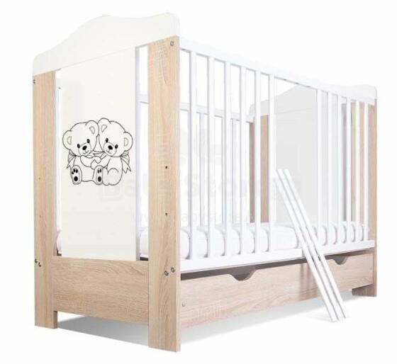 BoboBaby Ella Bears Art.22901 Light Oak 109  деткая кроватка для малышей  с ящиком 120х60см