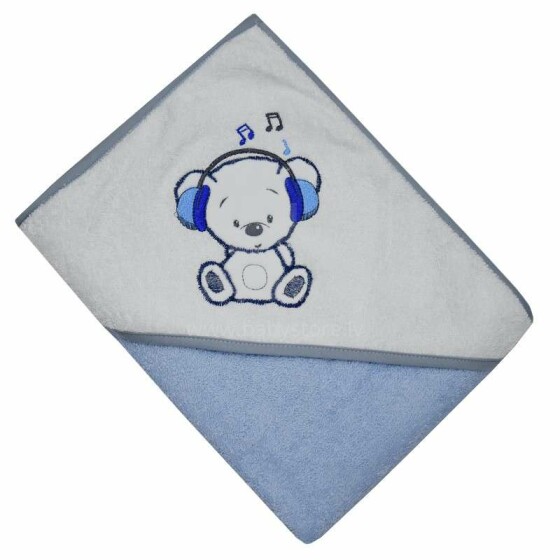 Eko Bear Art.OK-07 mėlynas vaikiškas kilpinis rankšluostis su gobtuvu 100x100cm