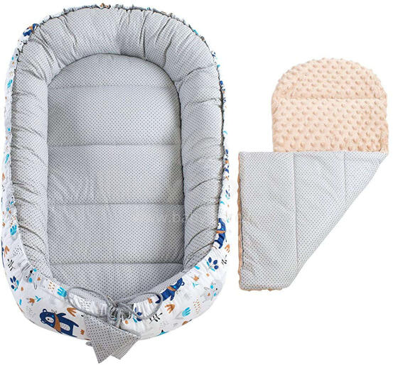 Minky Cotton Babynest Set Art.106037 Forest Baby kokon+blanket 90x50 m