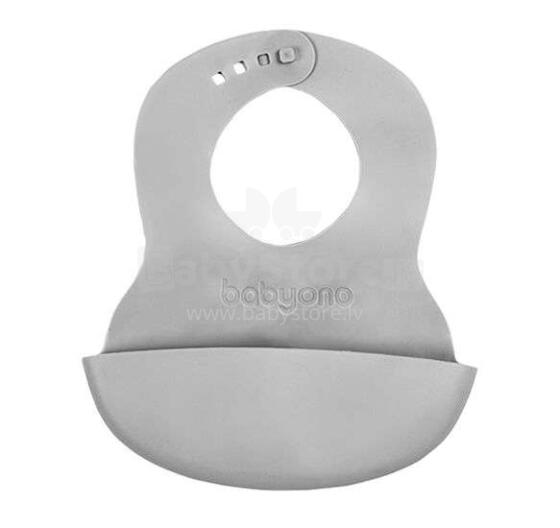 BabyOno Art.835/01 Soft Grey bib with adjustable lock