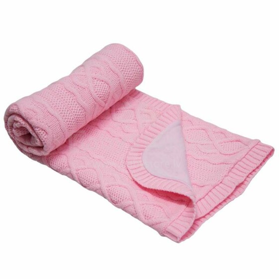 „Eko“ antklodė Art.PLE-19 Pink minkštos medvilnės antklodė (languota) 85x75cm