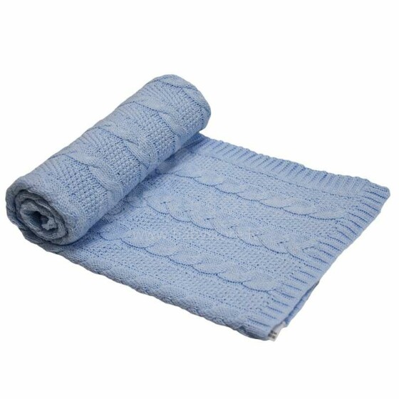 „Eko“ antklodė Art.PLE-22 Mėlyna Minkšta medvilninė antklodė (languota) 85x75cm
