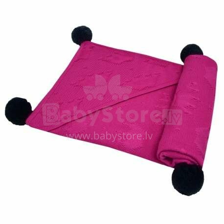 Eko Bamboo Blanket Art.PLE-43 Dark Pink Детское хлопковое одеяло/плед с капюшоном 80x80cм