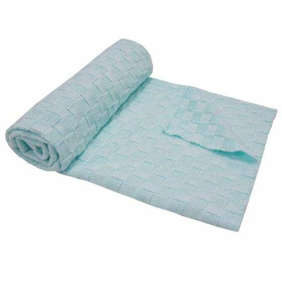 „Eko“ antklodė Art.PLE-46 Turquoise Minkšta medvilninė antklodė (languota) 80x90cm