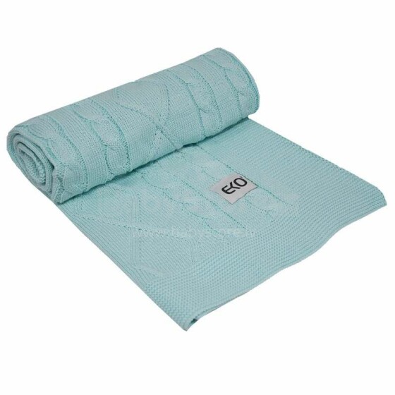 „Eko“ antklodė Art. PLE-62 Turquoise Minkšta medvilninė antklodė (languota) 80x100cm