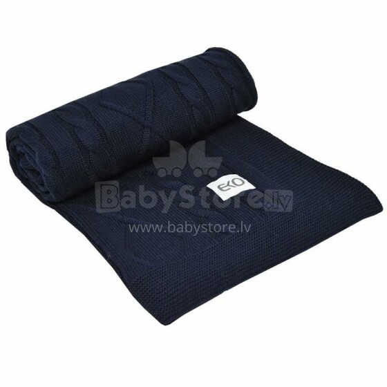 „Eko“ antklodė Art.PLE-62 tamsiai mėlyna minkštos medvilnės antklodė (languota) 80x100cm