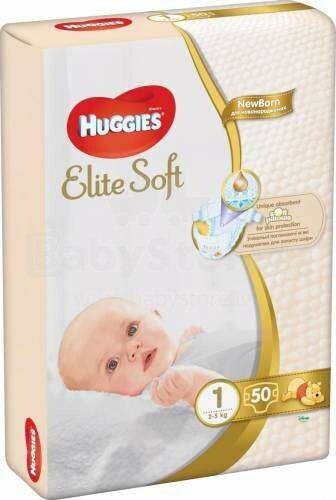 Huggies Elite Soft Newborn Art.041564883 подгузники с экологичным хлопком 3-5 kг 50 шт.