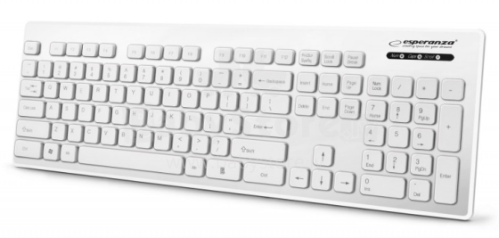 Neperšlampama „Esperanza“ klaviatūra USB „Art.EK130W“ baltoji kompiuterio klaviatūra
