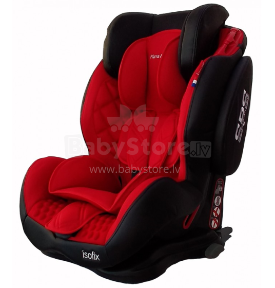 „Aga Design Mama & Bebe Leather SPS Isofix“ prekės nr. B212312i raudona vaikiška kėdutė automobiliui (9-25 kg)