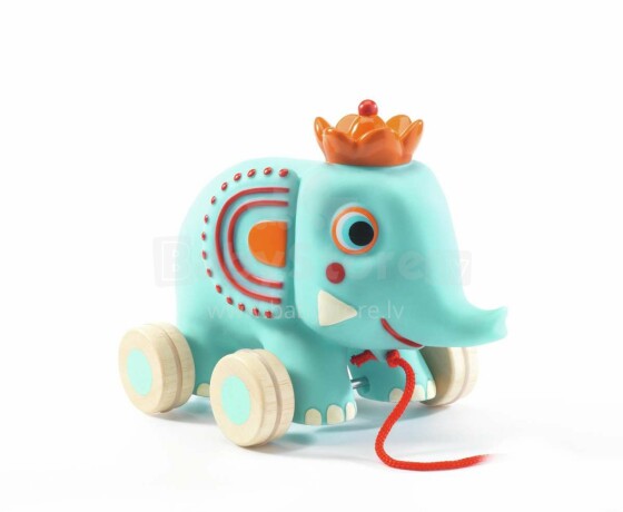 Djeco Elephant Art.DJ06284 Развивающая деревянная игрушка -каталка Слон