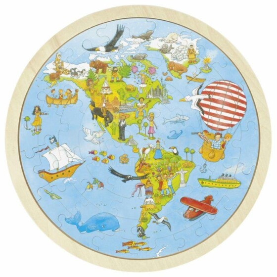 Goki Puzzle World Tour Art.57479  Деревянный пазл -Мировой тур
