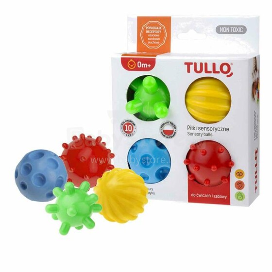 Tullo Art.459 Sensory balls СЕНСОРНЫЕ ШАРИКИ, РАЗВИВАЮЩИЕ ШАРИКИ 4 ШТ