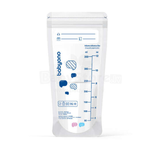 BabyOno Art.1099  Maisiņi mātes piena glabāšanai un sasaldēšanai 20 gab, 350 ml