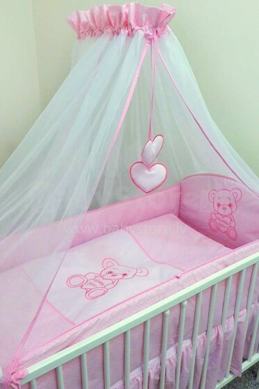 Ankras P-7 Happy Bear Art.HAP000255 Pink  Kokvilnas gultas veļas komplekts no 7 daļam