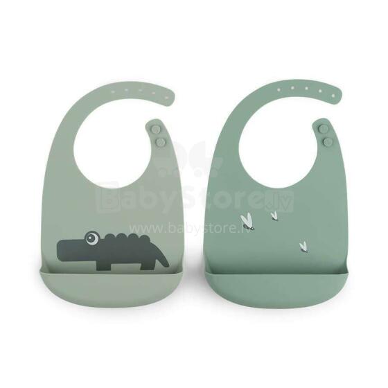 Done by Deer silicone bib 2-pack Croco Green