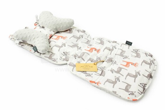 „Flooforbaby“ vežimėlių pagalvėlių rinkinys, 1112205 pilkas „Bambi“ minkštas rinkinys vežimėliui