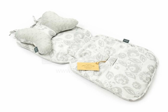 „Flooforbaby“ vežimėlių pagalvėlių komplektas, 112020, pilka gėlė, minkštas rinkinys vežimėliui