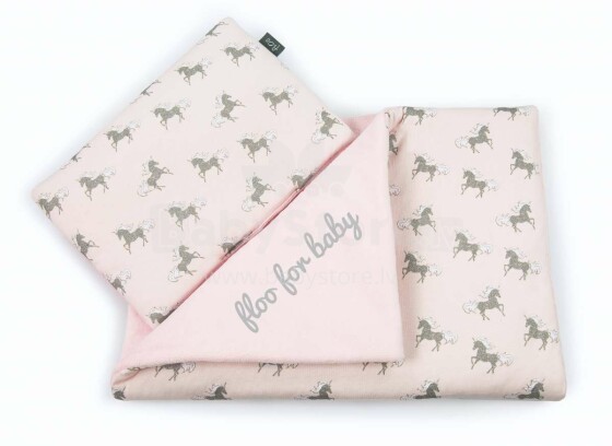 Flooforbaby Set for Stroller Art.112247 Pink Unicorn Комплект белья  - мягкое двухсторонее одеяло-пледик из микрофибры + подушка