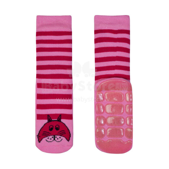Weri Spezials Art.2010 Owl Bērnu zeķītes ar ABS Stops (neslīdošas) pink