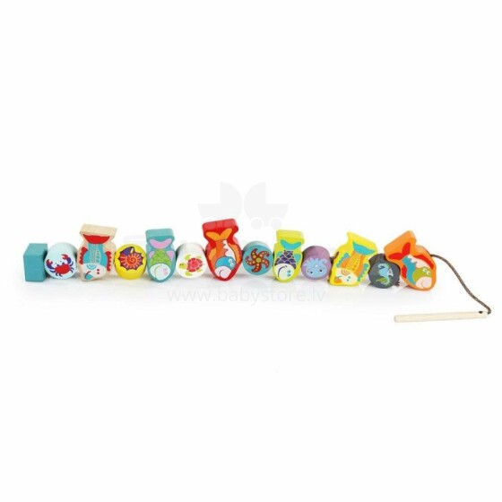 Cubika Lacing Toy Art.113105 Attīstoša koka rotaļlieta - Krelles