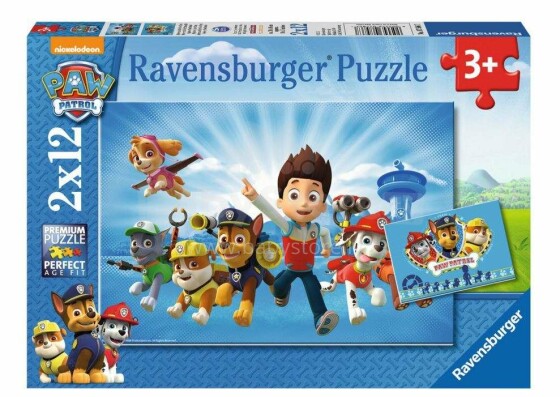 Ravensburger Puzzle Paw Patrol Art.R07586  puzzle komplekt 2x12 tk.