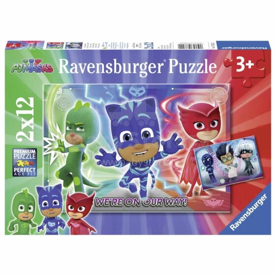 Ravensburger Puzzle PJ kaukės Art.R07622 dėlionės 2x12vnt.