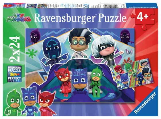 Ravensburger Puzzle PJ kaukės. R07824 dėlionės 2x24vnt.
