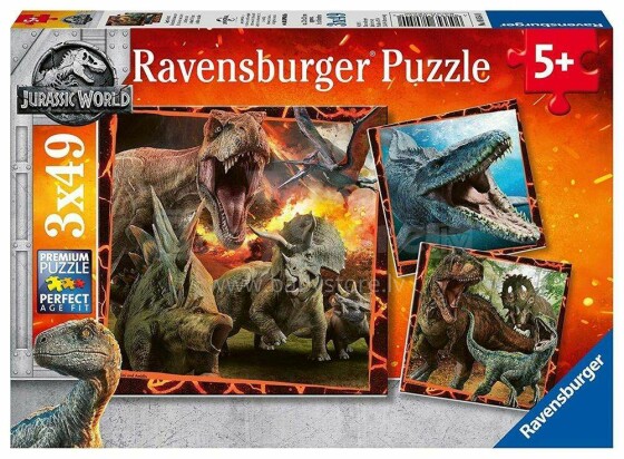 Ravensburger Puzzle Jurassic World Art.R08054 puzles 3x49gab.