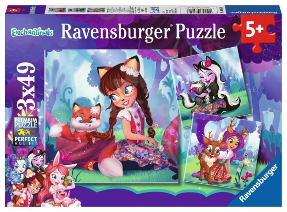 Ravensburger Puzzle Enchantimals Art.R08061 puzzle komplekt 3x49 tk.