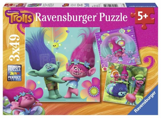 Ravensburger Puzzle Trolls Art.R09364 complete set of puzzles  3x49 pcs.