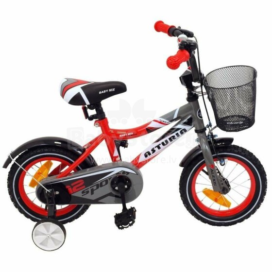 Baby Mix Art.UR-999G-12 Red  Laste kahe ratastega jalgratas koos täiendavate pedaalidega