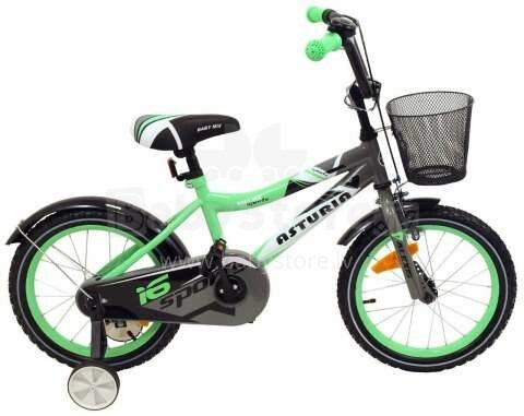 Baby Mix Art.UR-999G-16 Green Laste kahe ratastega jalgratas koos täiendavate pedaalidega
