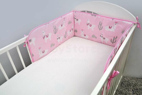 Ankras LAMA Pink Art.114114 Bērnu gultiņas aizsargapmale 180 cm