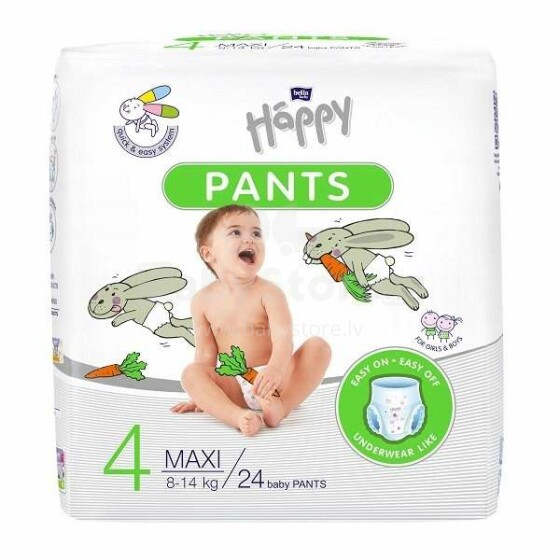 Happy Pants Maxi Art.114121 Vaikiškos kelnaitės 4 dydis nuo 8-14kg, 24vnt.